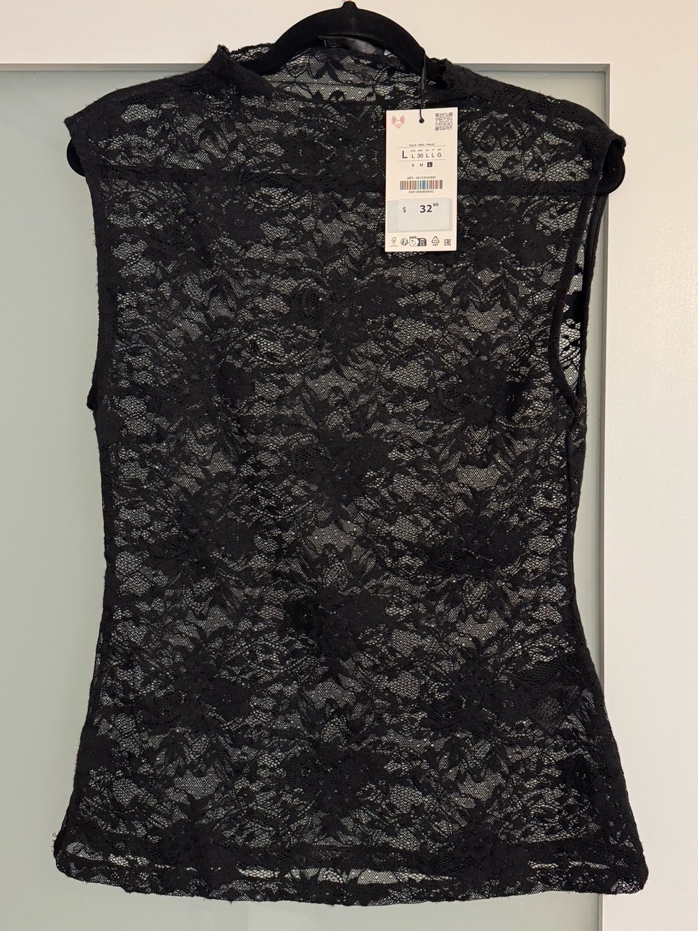 Zara Black Floral Lace Sleeveless Top